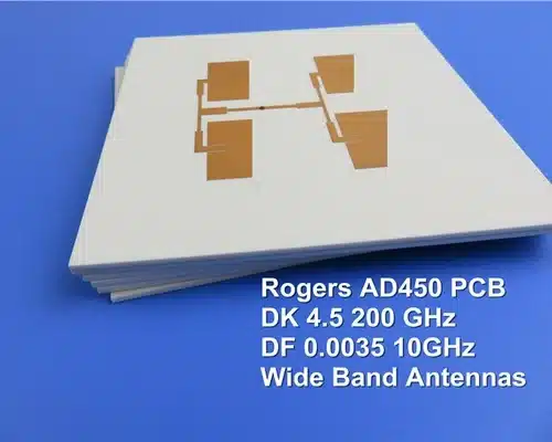 Rogers AD450 High Frequency PCB Built on 10mil 0.254mm Substrate With Immersion Gold for Wide Band Antennas.
