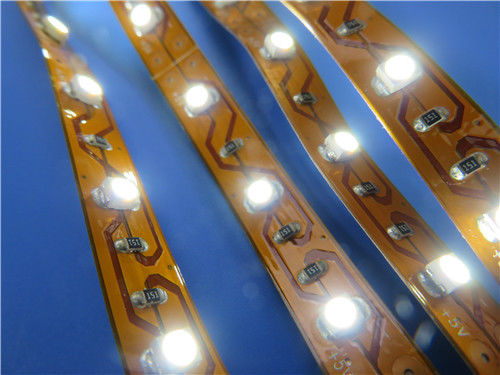 Flex PCB LED Lighting on Flexible Circuit Strip and Solder Mask : Yellow, White, Black, Green For 5V Lighting