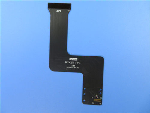 4 Layer 0.3mm thick Flexible Printed Circuit FPC Built On Polyimide With Black Mask and 	Immersion Gold 0.03µm